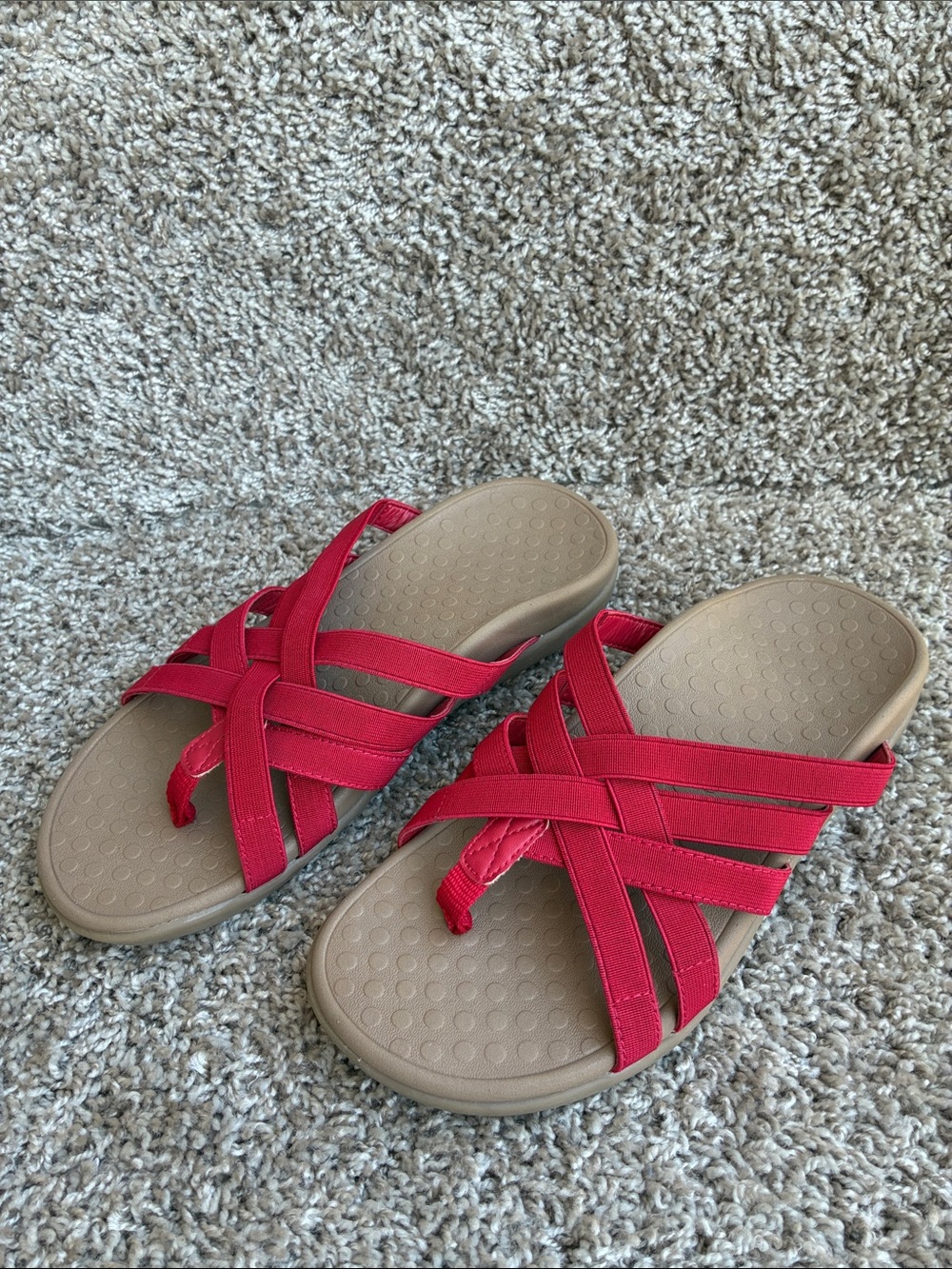 Vionic Women's NEW Tia Red Woven Stretch Gore Thong Sandals size 7